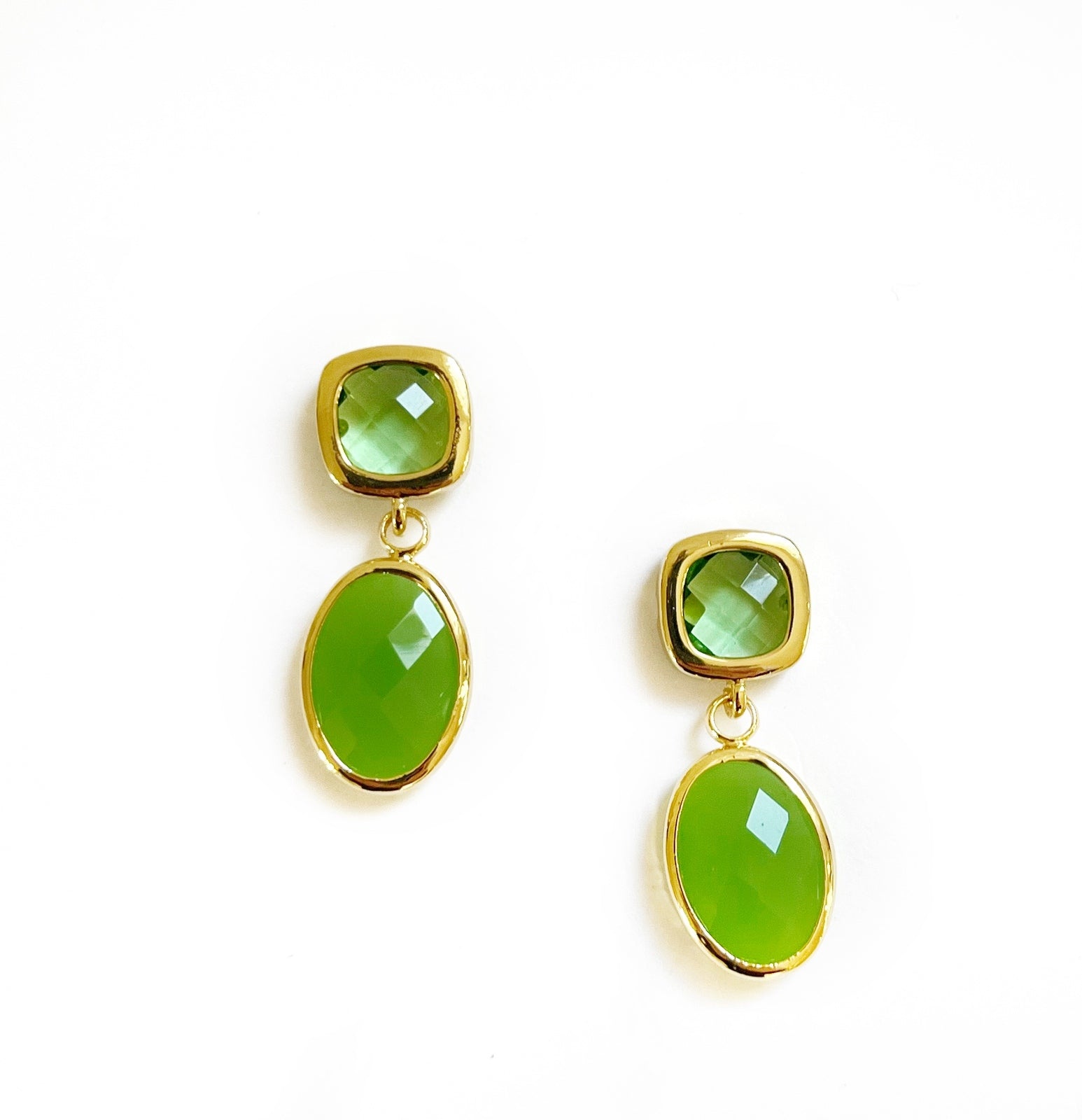 Green gem clearance drop earrings