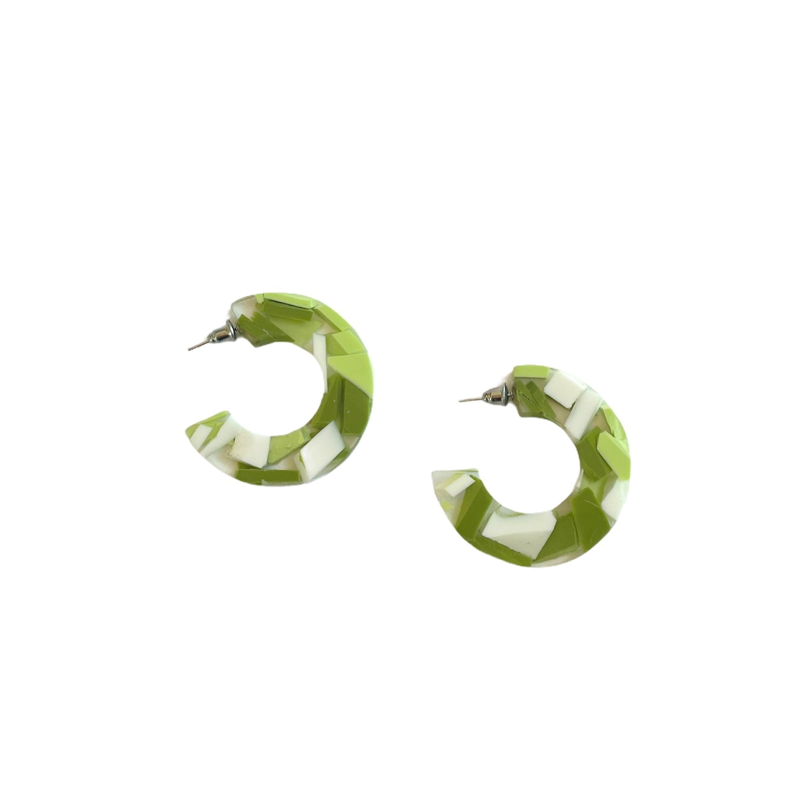 Green resin hot sale hoop earrings