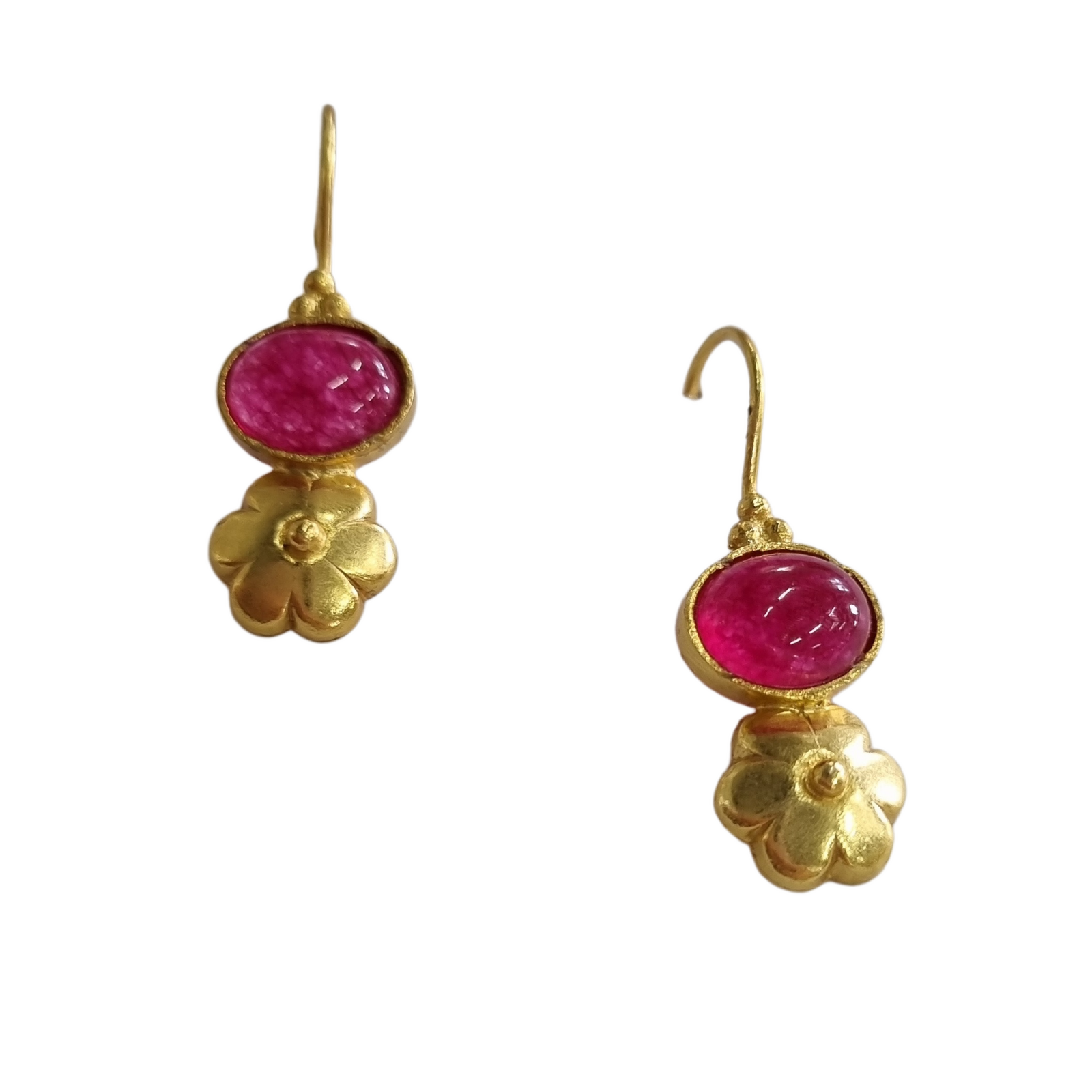 Amara Natural Stone Brass Earring Raspberry